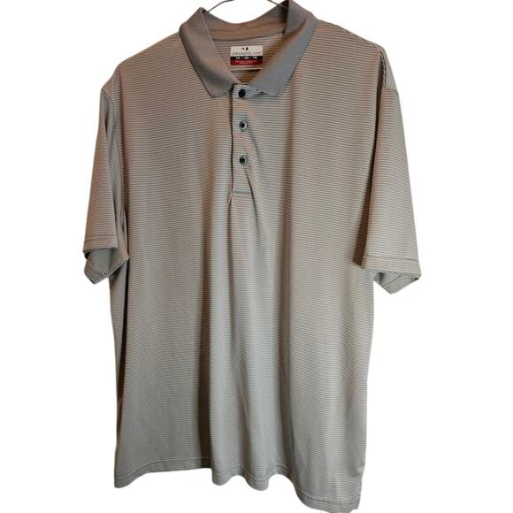 GrandSlam XXL Golf 3 button 100% polyester Gray thin striped polo  EEG TTG - Picture 1 of 5